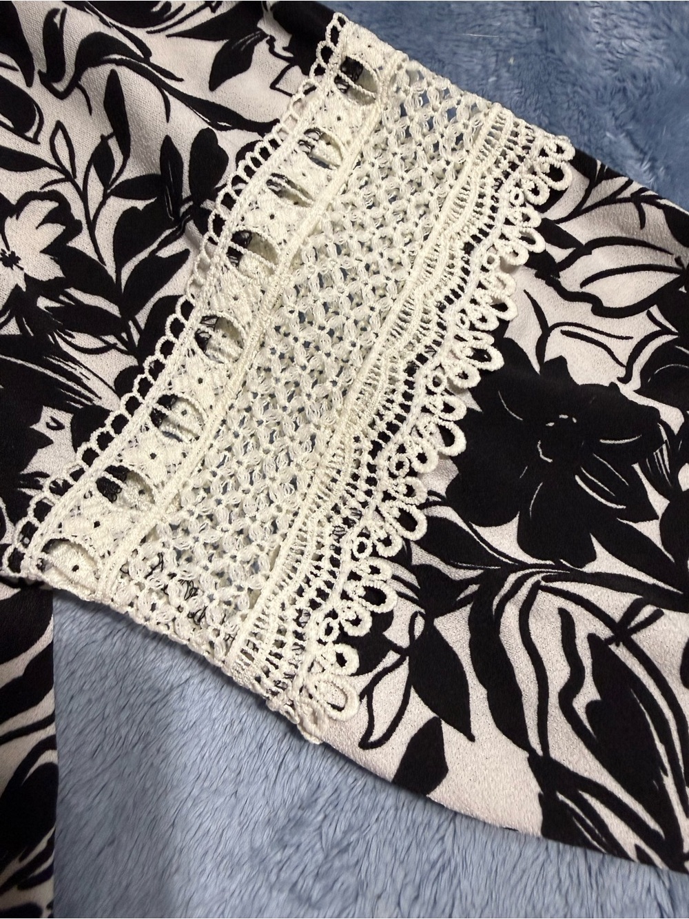 Monteau Black & White Floral Lace-Trim Top - Picture 3 of 5